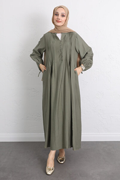 Salih Çelebi Φόρεμα με ραβδώσεις στο μπροστινό μέρος Y0094 - ΧΑΚΙ