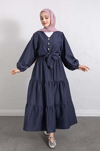 Salih Çelebi Με δέσιμο Σετ Μπλούζα-Φούστα Y0100 - ΣΚΟΥΡΟ ΜΠΛΕ