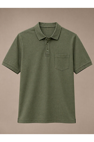 ErkekPolo Yaka T-shirt (Haki)
