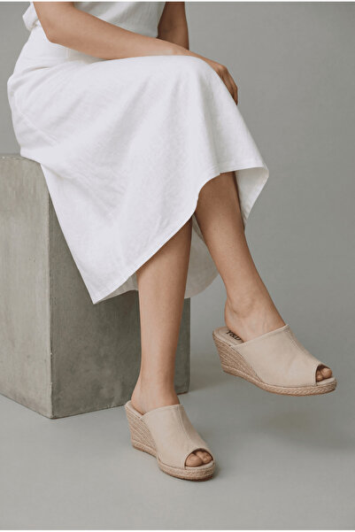 Y&D Shoes Γυναικείες παντόφλες Espadrille – Λινό ύφασμα, Σφηνό τακούνι, Καλοκ...