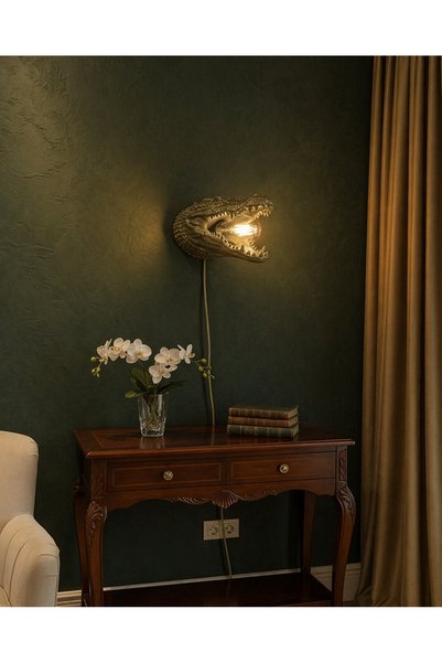 3dlab 3D Lab Special Design Matte Bronze Khaki Colored Crocodile Figured Wall Lamp – Decorative Sconce with Vintage Bulb