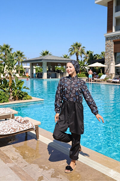 DLC Tekstil Μαγιό με μοτίβο άγκυρας, ρυθμιζόμενο στη μέση, πλήρως καλυμμένο