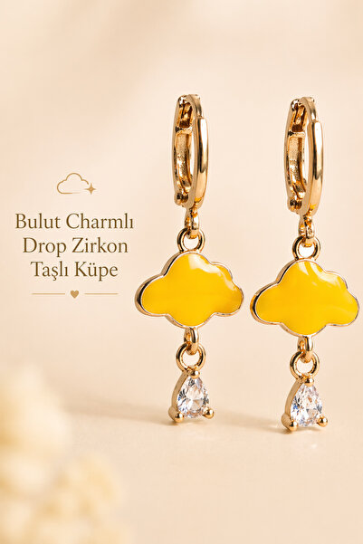 Cloud Charm Drop Zircon Rocking Rose Gold Earrings