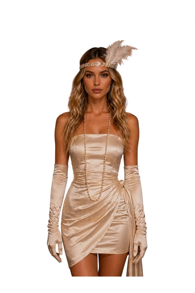 Bukiro Coroană Gatsby cu pene, design coroană cu pietre, coroană cu pietre, c...