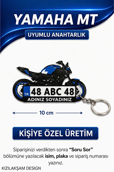 KIZILAKSAM Yamaha MT Motosiklet Uyumlu Kişiye Özel Hediyelik Motor Plaka Anah...