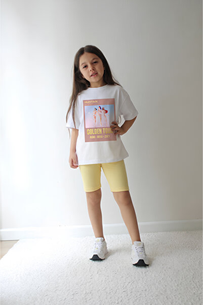 Belya Kids Wear طقم علوي وسفلي كامل للفتيات بتصميم ذهبي 102 مع بنطلون ضيق مقا...