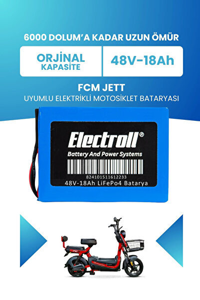 ELECTROLL FCM Jett Batarya (Standart Kapasite) LiFePO4 48V 18Ah Elektrikli Mo...