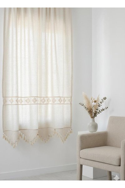 SEVCAN TEKSTİL Arakare Lace Linen Curtain