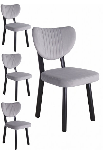 Avenza Furniture Avenza Living Elma 4 lü Sandalye Takımı - Siyah D Profil Met...
