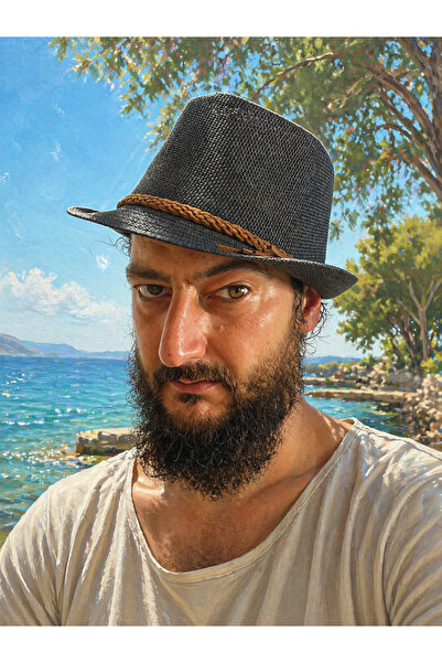 kuru Καλοκαιρινό ψάθινο καπέλο Fedora Unisex