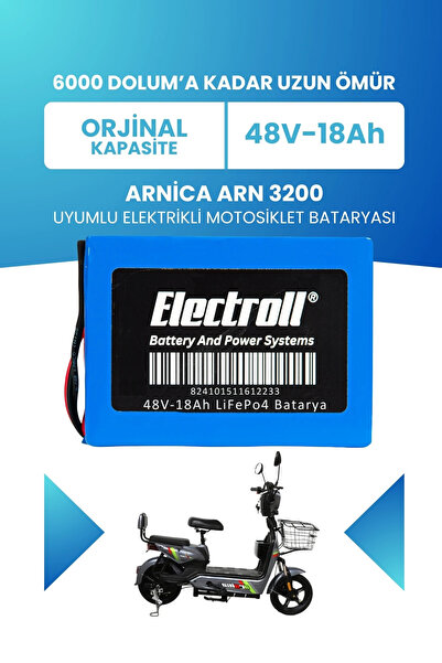 ELECTROLL Arnica ARN 3200 Batarya (Standart Kapasite) LiFePO4 48V 18Ah Elektr...