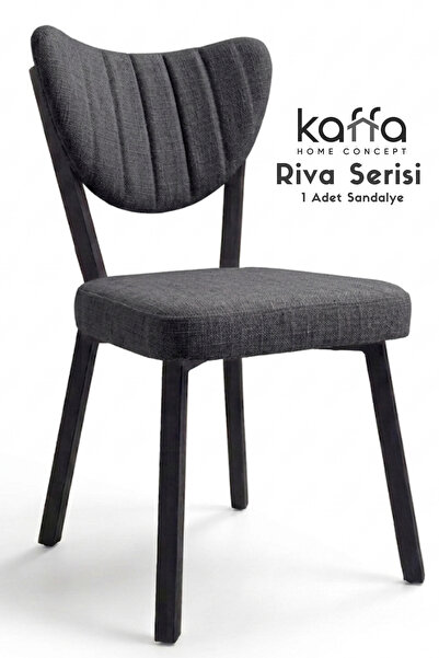Kaffahome Riva Serisi-Modern Antrasit Keten Kumaş, Metal İskelet Ergonomik Ye...