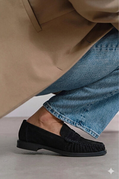 Cochines Γυναικεία Loafer Παπούτσια Naty Black Suede από Γνήσιο Δέρμα