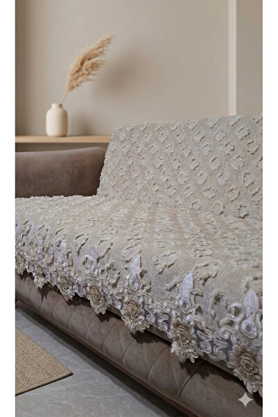 DECORA CASA HOME COLLECTİON Κάλυμμα καναπέ με δαντέλα σενίλ, αντιολισθητικό, ...