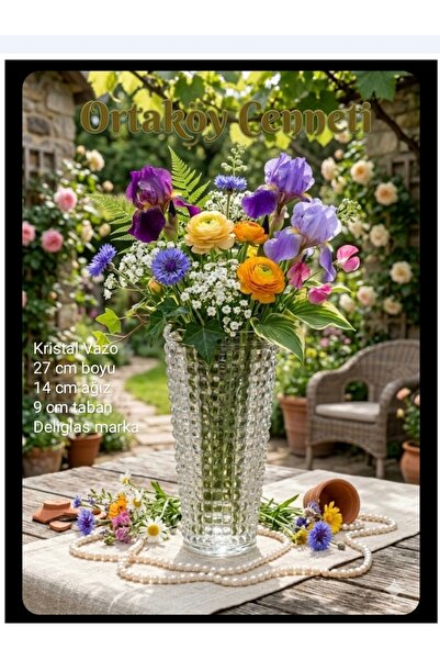 ORTAKÖYCENNETİ Κρυσταλλωμένο γυαλί μεγάλου μεγέθους 1 τεμάχιο βάζο μάρκας del...