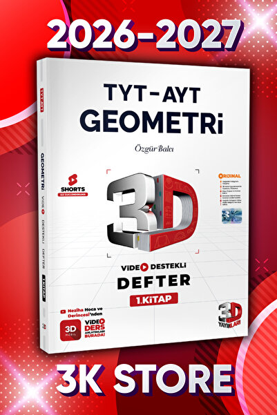 3D Yayınları 2026 TYT AYT Geometri 1. Kitap Video Destekli Defter VDD