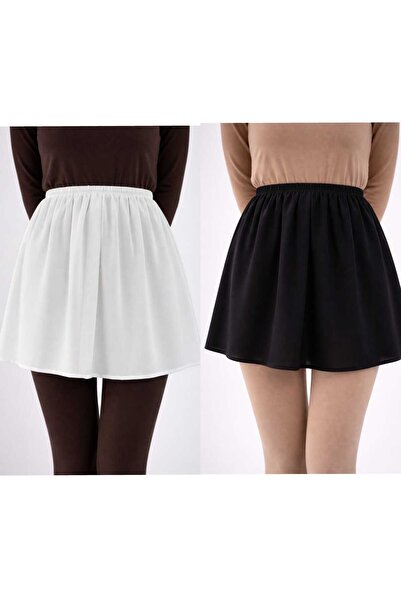 Modabenna Tesettür 2-pack Μαύρο-Εκρού Ποιοτικό Κρεπ Εσωτερικό Ρούχο Σωτρικό Φ...