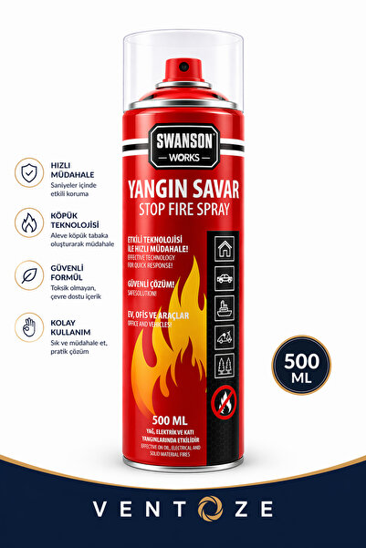 Ventoze Yangın Söndürücü Sprey 500 ml Pratik Yangın Savar Araç Ev Ofis Tipi K...