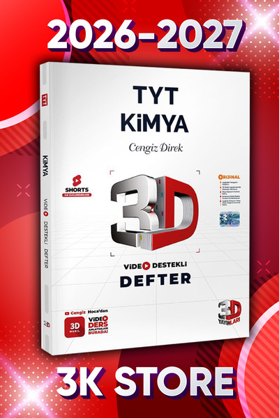 3D Yayınları 2026 TYT Kimya Video Destekli Defter VDD