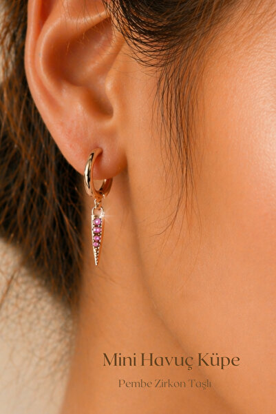 Sacce Scarves&Accessories Minimal Rose Gold Carrot Earrings, Detailed with Pi...