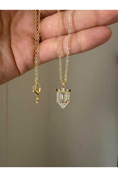 DGK COLLECTİON 14K gold renk zirkon taşlı,45 cm tasarım kolye