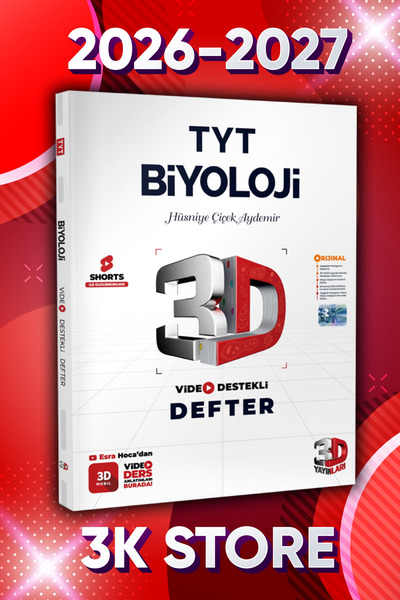 3D Yayınları 2026 TYT Biyoloji Video Destekli Defter VDD