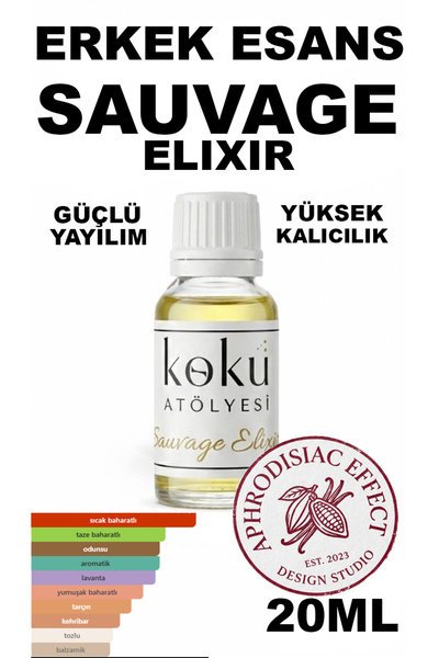 KokuAtölyesi Sauvage Elixir Erkek Parfüm Esansı 20 ML – Baharatlı Aromatik Yo...