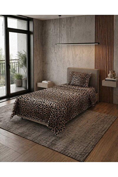 ŞENER HOME Σετ Πικέ Μονό Σεντόνι με Λεοπάρ μοτίβο