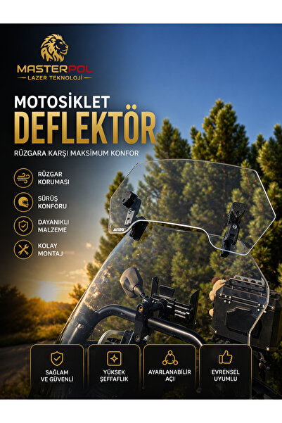 MASTERPOL Deflektör MODEL 1 Rüzgar Saptırıcı Siperlik Şeffaf Motor Camı Cam U...