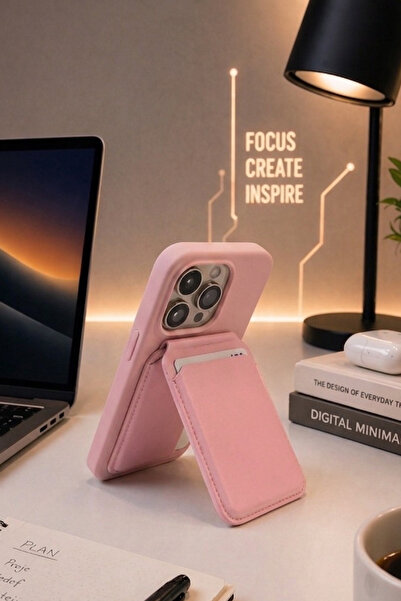 KZN TECH iPhone Uyumlu MagSafe Destekli Standlı Deri Görünümlü Kartlık Manyet...