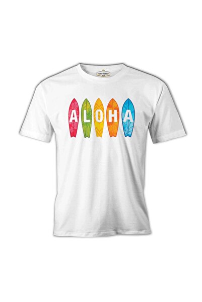 Lord T-Shirt تيشيرت رجالي أبيض من Aloha when Surfing