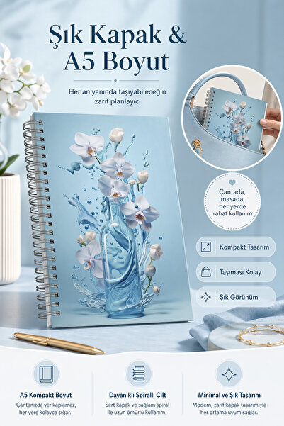 cabuk baskı A5 Αδιάκοπο ημερολόγιο Ατζέντα με σπιράλ εβδομαδιαίο σημειωματάρι...