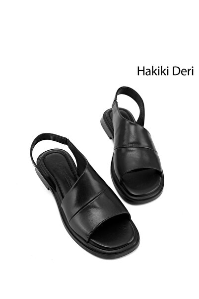 GÖNDERİ(R) Γυναικεία μαύρα σανδάλια από γνήσιο δέρμα