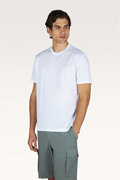 PAUL&SHARK Erkek Kısa Kol Bisiklet Yaka Rahat Kesim Beyaz-Altın T-Shirt
