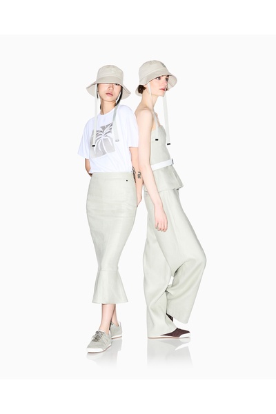 Armani Exchange Kadın Yüksek Bel Geniş Paça Denim Kumaş Cepli Ekru Pantolon