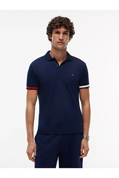Tommy Hilfiger Erkek Normal Kalıp Logo Bayrak İşlemeli Pamuklu Kısa Kollu Lac...