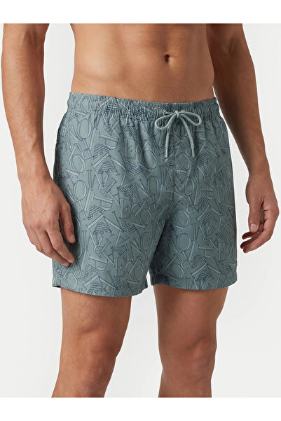 Emporio Armani Ανδρικό μαγιό με μοτίβα λογότυπων, κοντό μήκος, κανονική μέση,...