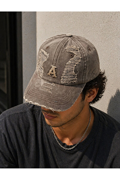 Zeramine 2024 Brown Vintage Distressed Hat with Ripped Detail Unisex Adjustab...