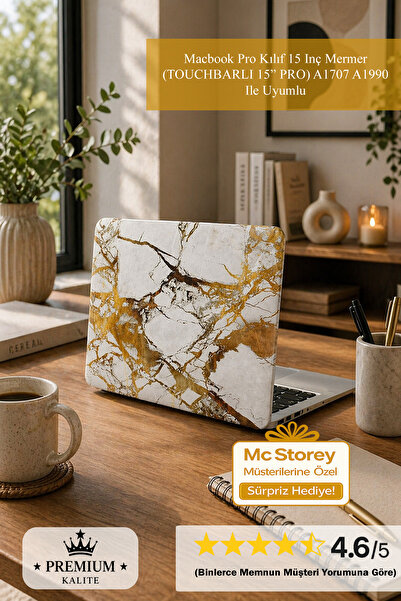 Mcstorey Macbook Pro Kılıf 15 Inç Mermer (TOUCHBARLI 15" PRO) A1707 A1990 Ile...