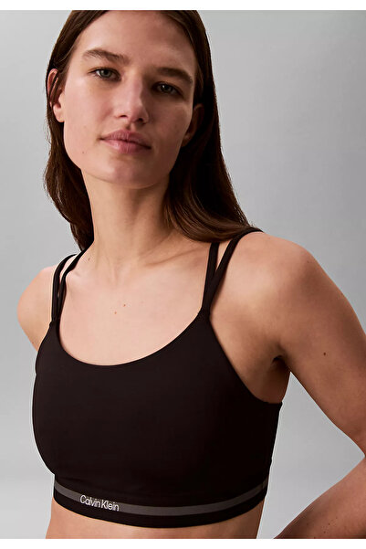 Calvin Klein Kadın Logo Detaylı Elastik Bel Bantlı İnce İp Askılı Siyah Sporc...