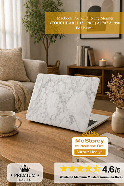 Mcstorey Macbook Pro Kılıf 15 Inç Mermer (TOUCHBARLI 15" PRO) A1707 A1990 Ile...