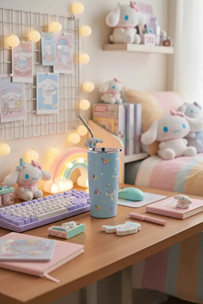 SANRIO Lisanslı Cinnamoroll Pipetli Çelik Matara – Paslanmaz Çelik Su Şişesi ...