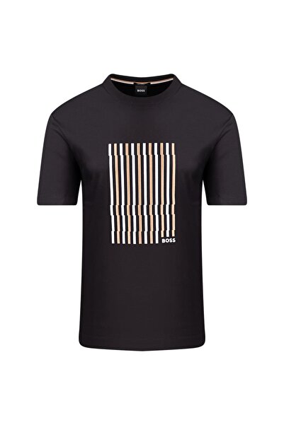 BOSS Erkek Logolu Bisiklet Yaka Kısa Kol Standart Siyah1 T-Shirt