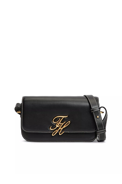 Tommy Hilfiger Women's Metallic Th Logo Detailed Adjustable Long Strap Leathe...