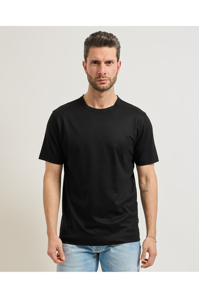 BOSS Erkek Regular Fit Yuvarlak Yakalı Kısa Kollu Basic Siyah T-Shirt