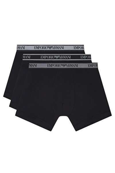 Emporio Armani Erkek Esnek Pamuklu Üçlü Paket Elastik Bel Bantlı Siyah Boxer