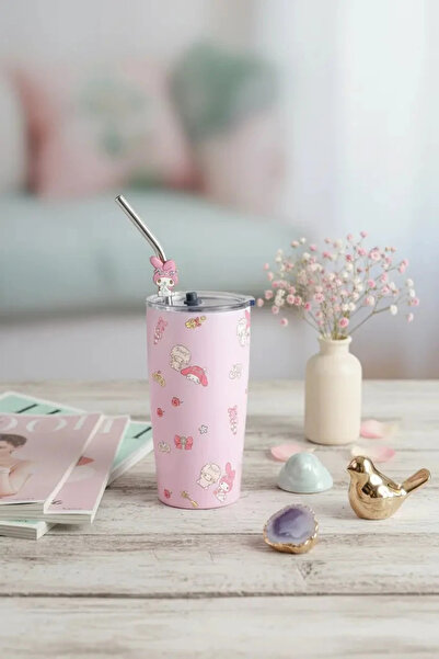 SANRIO Lisanslı My Melody Pipetli Çelik Matara – Paslanmaz Çelik Su Şişesi 58...