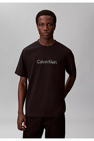 Calvin Klein Erkek Pamuklu Bisiklet Yaka Kısa Kollu Siyah T-Shirt