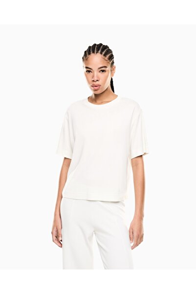 EA7 Γυναικείο άνετο μπλουζάκι με στρογγυλή λαιμόκοψη, κοντό μανίκι, λευκό, με...