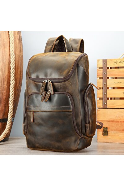 PFY Rucsac pentru barbati, Velian GT3328, piele naturala, Maro
